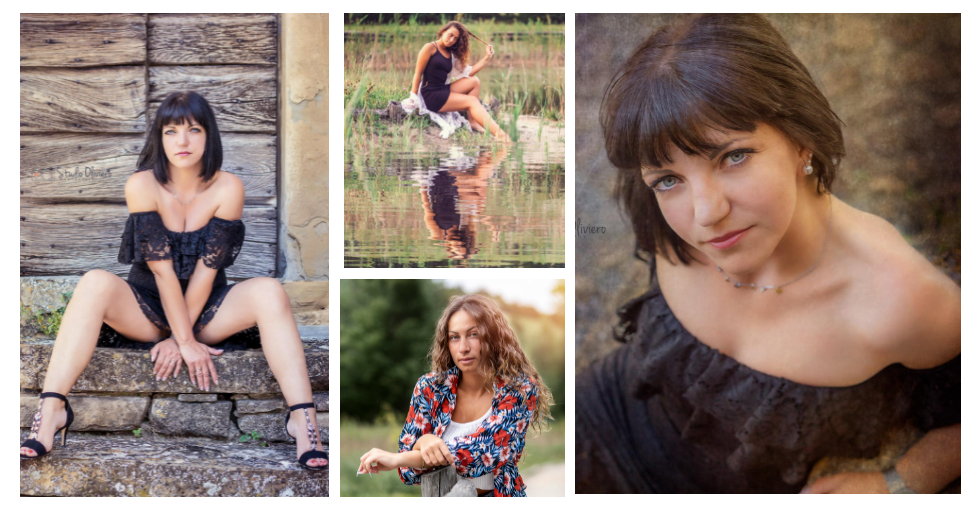 sessione fotografica all'aperto con foto di ragazze in posa